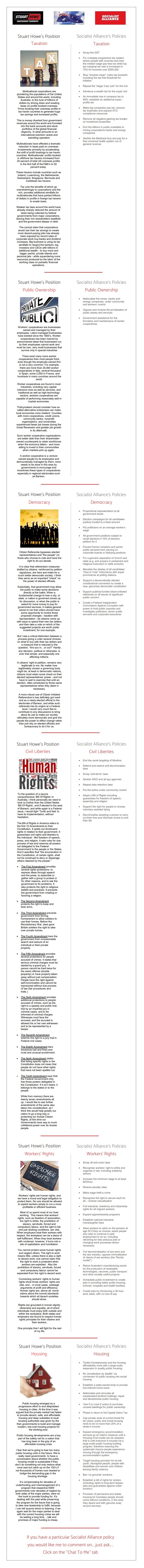 Stuart Howe on Socialist Alliance Policies Parkes 2025